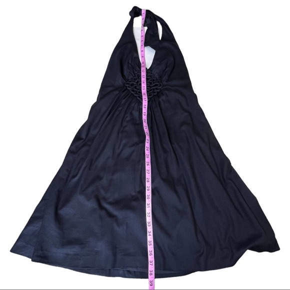 Trina Turk Black Halter Cotton Dress Appliqué Size Medium - Picture 11 of 12